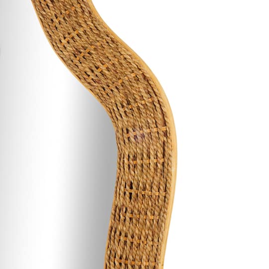52" Brown Seagrass Handmade Woven Abstract Oval Wall Mirror